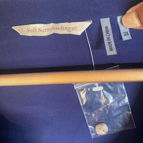 Soft Surroundings Top Women Size 2X V-Neck Pullover Long Sleeve Roll Tab Tunic - Picture 11 of 11